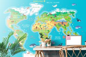Samoljepljiva tapeta zemljopisna karta svijeta za djecu