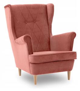 Ružičasta fotelja u skandinavskom stilu
