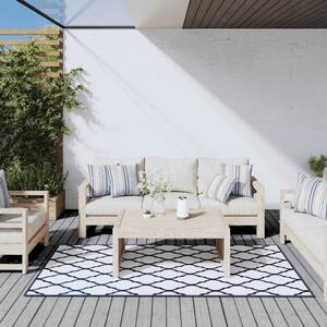 VidaXL Vanjski tepih modro-bijeli 100x200 cm reverzibilni dizajn