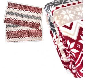 2x Božićna crveno-bijela janjeća deka od mikropliša MERRY HUG 160x200 cm