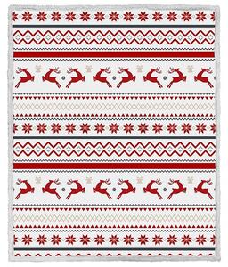 2x Božićna bijela janjeća deka od mikropliša RETRO CHRISTMAS 160x200 cm