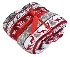 2x Božićna crveno-bijela janjeća deka od mikropliša WINTER DELIGHT 160x200 cm