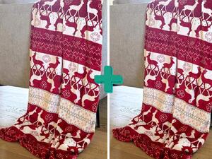 2x Crveno-bijela božicna deka od mikropliša SOBI 160x200 cm