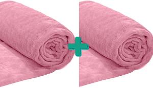 2x Svijetlo ružičasta deka od mikropliša VIOLET, 150x200 cm