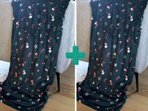 2x Tamno zelena božićna deka od mikropliša BOŽIĆNA KAPA 160x200 cm