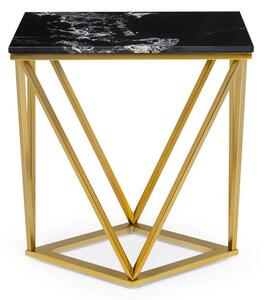 Besoa Black Onyx II, stol za kavu, 50 x 55 x 35 cm (Š x V x D), imitacija mramora, zlatno/crni
