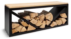 Blumfeldt Kindlewood L Black, stalak za drvo, klupa, 104 × 40 × 35 cm, bambus, cink