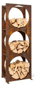 Blumfeldt Trio Circulo, stalak za drvo, 55 × 160 × 30 cm, čelik 3 mm, polica, zahrđali izgled