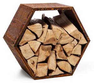 Blumfeldt Hexawood Rust, stalak za drvo, šesterokutni oblik, 50,2 × 58 × 32 cm
