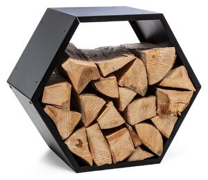 Blumfeldt Hexawood Black, spremnik za drvo, šesterokutni oblik, 50,2 × 58 × 32 cm