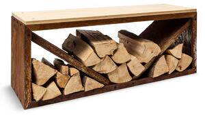 Blumfeldt Kindlewood L Rust, stalak za drvo, klupa, 104 × 40 × 35 cm, bambus, cink