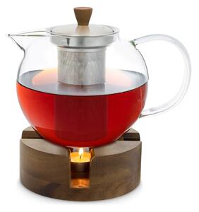 Klarstein Glaswerk Sencha, dizajnerski čajnik, s drvenim grijačem Glaswerk Oolong, 1,3 l, umjetno cjedilo