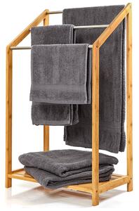 Blumfeldt Stalak za ručnike, 3 metalne pregrade, 51x86x31 cm, stepenasti dizajn, bambus