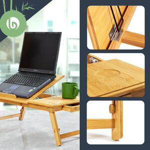 Blumfeldt Stol za laptop, s otvorima za ventilaciju, podesiv po visini, 58 × 23 × 29 cm, bambus