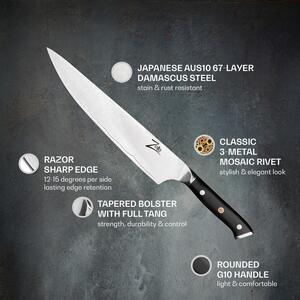 Zelite Infinity by Klarstein Alpha-Royal japanska serija, 10" kuharski nož, damast čelik
