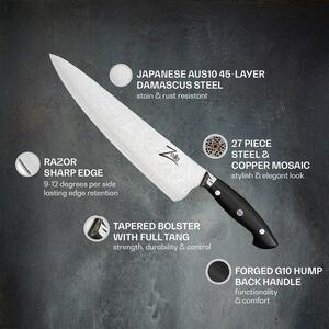 Zelite Infinity by Klarstein Executive-Plus serija, 10" kuharski nož, 61 HRC damast čelik