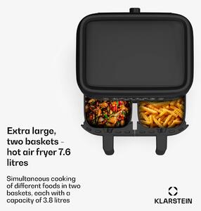 Klarstein VitaFry Duo Skylight, friteza na topli zrak, 7,6 litara, 2 zone kuhanja, 6 programa