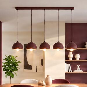Luminex Sool viseća lampa, tamnocrvena, duljina 95 cm, 5 žarulja, metalna, E27, prigušiva, Crvena, Dnevni boravak/blagovaonica, Metal