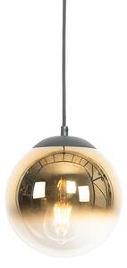 Art Deco viseća lampa crna sa zlatnim staklom 20 cm - Pallon