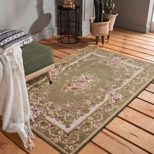 Kvalitetni tepih u prekrasnoj boji cappuccina s ružičastim cvjetovima Širina: 200 cm | Duljina: 290 cm
