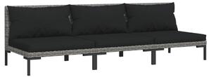 VidaXL Vrtne sofe 3 kom od polukružnog poliratana s jastucima
