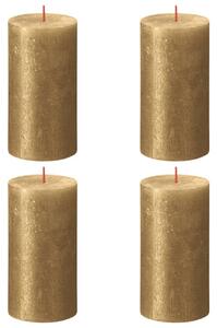 Bolsius rustične debele svijeće Shimmer 4 kom 130 x 68 mm zlatne