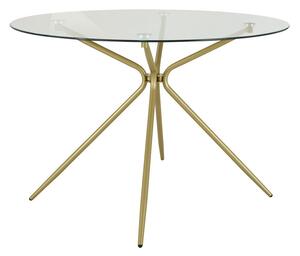 Okrugao blagovaonski stol sa staklenom pločom stola u zlatnoj boji ø 110 cm Silvie – Støraa