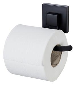 Crni samoljepljiv držač toaletnog papira od nehrđajućeg čelika Quadro – Wenko