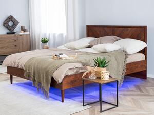 Zondo Bračni krevet 160 cm MILLET (s podnicom i LED rasvjetom) (tamno drvo). 1007372