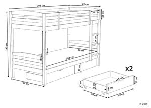 Zondo Krevet na kat 90 cm REWIND (tamnoplava) (s podnicom i prostorom za odlaganje). 1026685