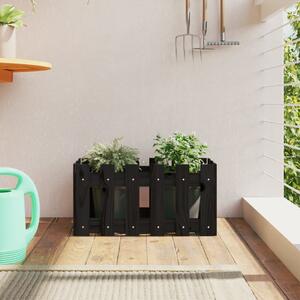 VidaXL Vrtna sadilica s izgledom ograde crna 60x30x30 cm od borovine