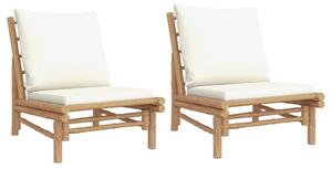 VidaXL Vrtne stolice 2 kom s krem bijelim jastucima od bambusa