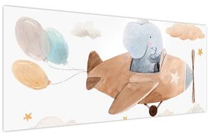 Slika - Akvarel slon u avionu (120x50 cm)