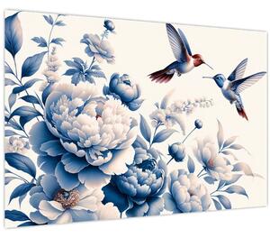 Slika - Kolibri iznad cvijeta (90x60 cm)