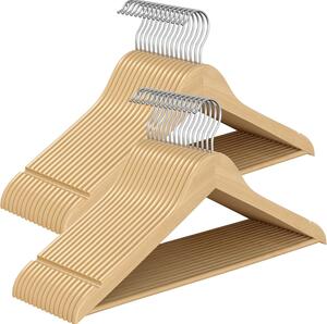 Set od 30 drvenih vješalica od breze, prirodne boje drveta | SONGMICS