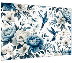 Slika - Kolibri s cvijećem (90x60 cm)