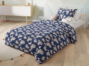Pamučna posteljina za krevetic JEDNOROG I MJESEC plava