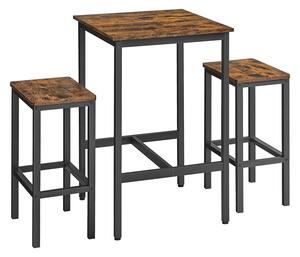 Blagovaonski stol, barski stol sa stolicama, rustikalno smeđe-crni | VASAGLE
