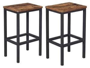 Barske stolice, set visokih kuhinjskih stolica od 2 kom, 40 x 30 x 65 cm, rustikalno smeđe-crne | VASAGLE