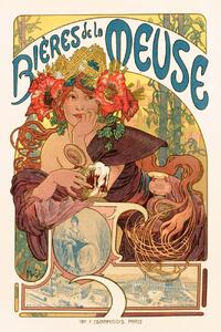 Reprodukcija umjetnosti Bières De La Meuse (Art Nouveau Beer Lady) - Alphonse Mucha, (26.7 x 40 cm)