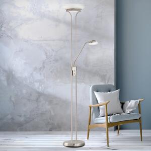 FISCHER & HONSEL LED podna lampa Bazen s rukom za čitanje, CCT funkcija, prigušiva, Sivo, Dnevni boravak/blagovaonica, Metal, Svjetlo za čitanje