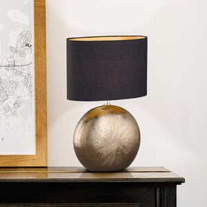 FISCHER & HONSEL Stolna lampa Foro, brončana/crna, visina 53 cm, Bronca / stari mesing, Dnevni boravak/blagovaonica, Keramika