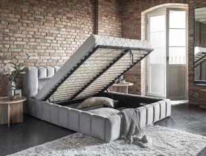 Zondo Bračni krevet 180 cm Luxa (svijetlo siva) (s podnicom, s prostorom za odlaganje i LED). 1041575