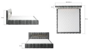 Zondo Bračni krevet 140 cm Luxa (siva) (s podnicom, prostorom za odlaganje i LED). 1041558