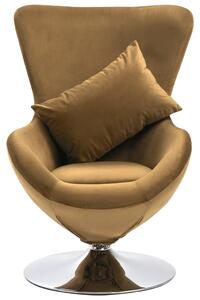 VidaXL Okretna jajolika stolica s jastukom smeđa baršunasta