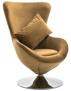 VidaXL Okretna jajolika stolica s jastukom smeđa baršunasta