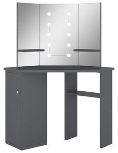 VidaXL Kutni toaletni stolić s LED svjetlima sivi 111 x 54 x 141,5 cm