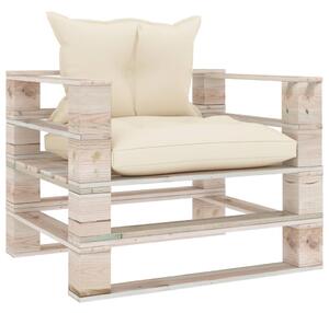 VidaXL Vrtna sofa od paleta od borovine s krem jastucima