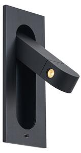 Moderna zidna svjetiljka crna uklj. LED i USB-C priključak - Hilton