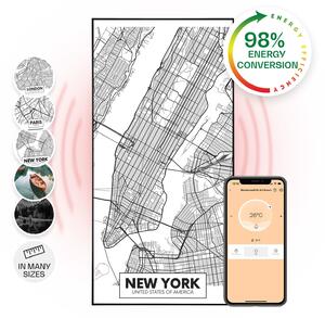 Klarstein Wonderwall Air Art Smart, infracrveni grijač, karta grada New Yorka, 60 x 120 cm, 700 W